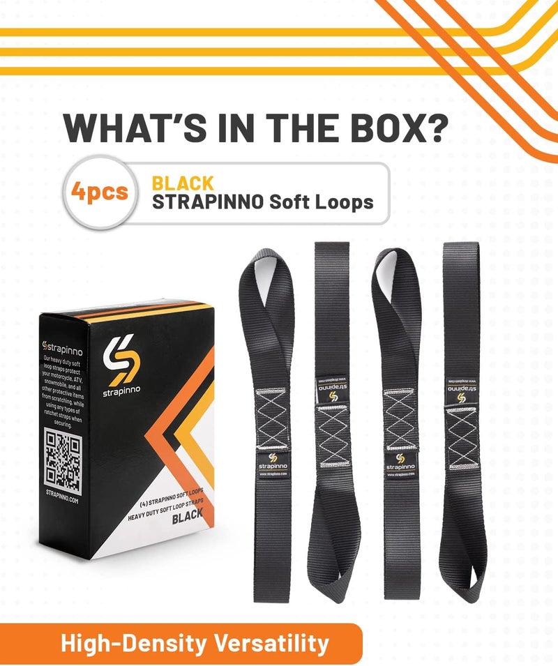 Strapinno 4pcs. Soft Loop Tie-Down Straps -1.7 in. x 17 in. Straps with 10,500lbs Breaking Strength and 3,500lbs Working Load Limit Each, Ideal for Securing ATV, UTV, Vehicles, and Other Equipment - Image 3